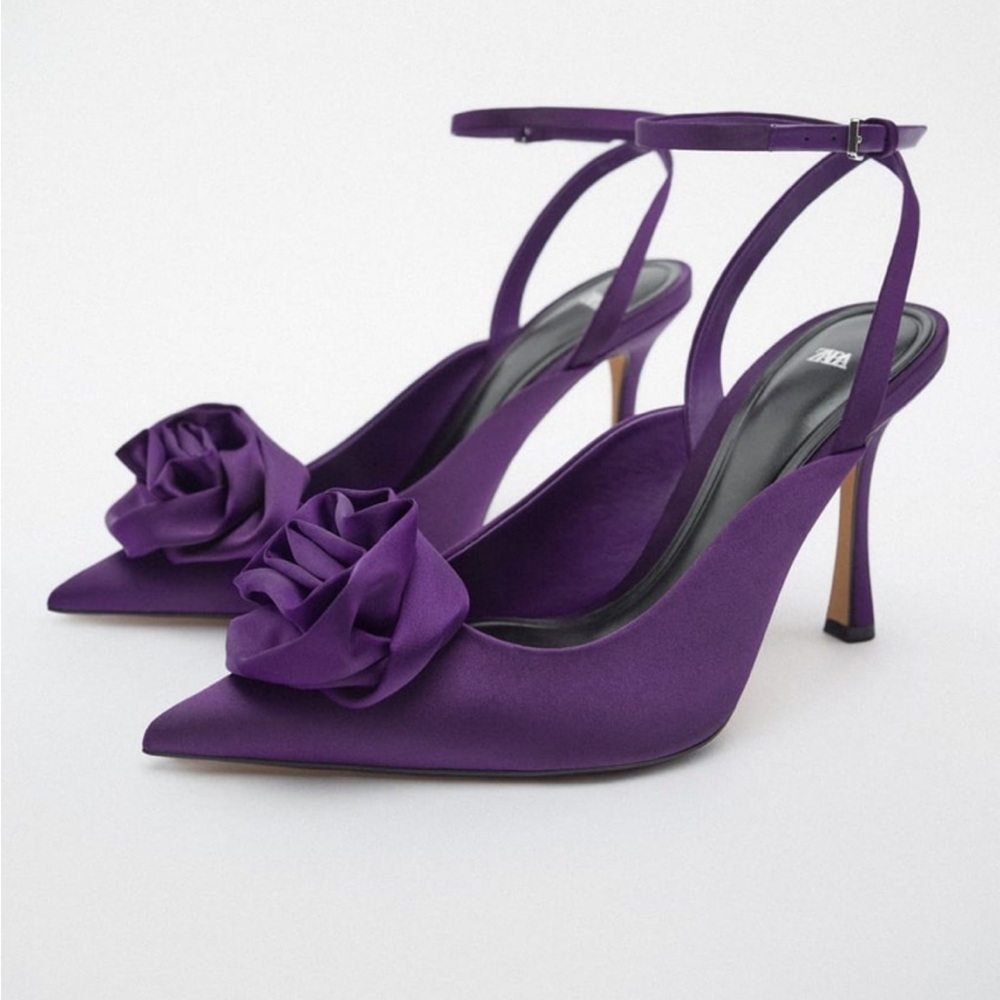 Zara flowered heeled shoes NWT  size 37 6.5